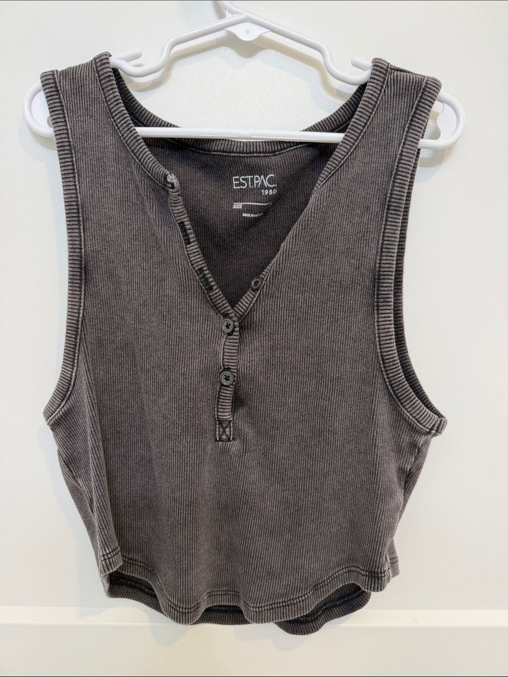 Est. PAC 1980 charcoal Henley tank top size small